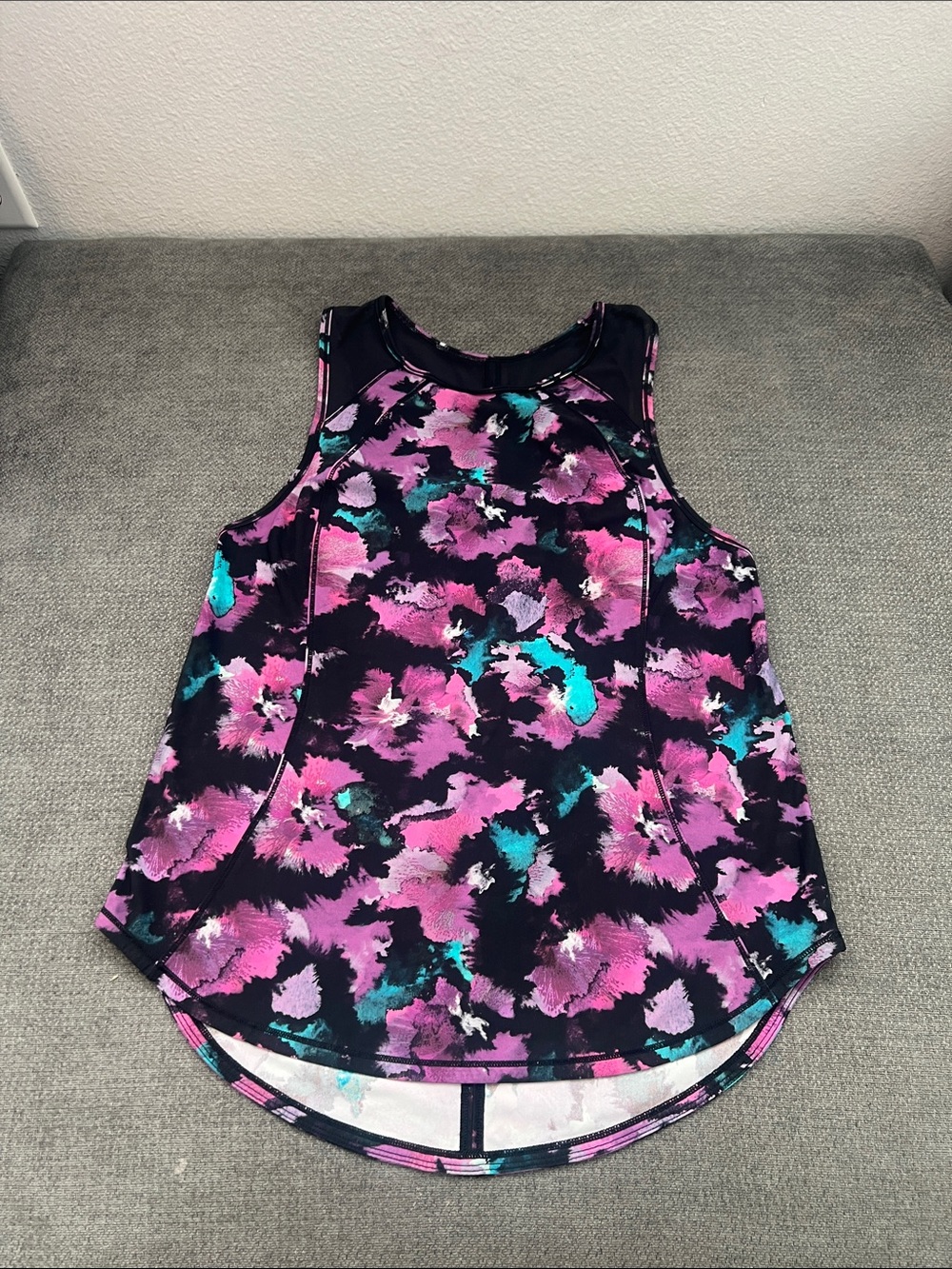 lululemon athletica Black Pink Teal Floral Athletic Tank